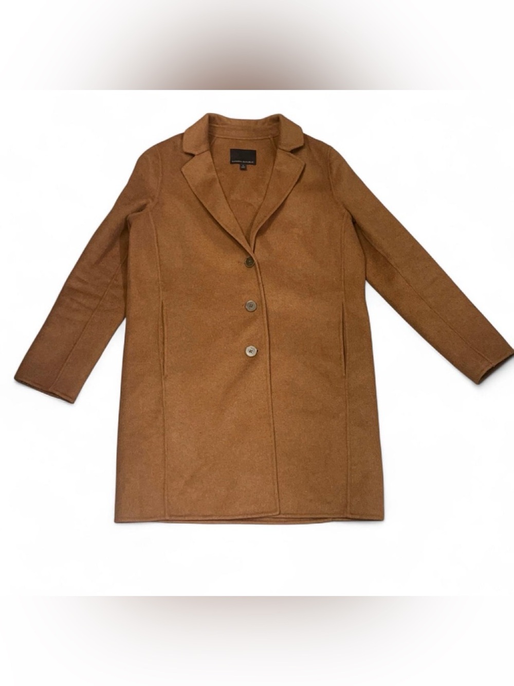 Banana Republic Wool Blend Double-face Mid Length Top Coat Sz SP Dark Chestnut
